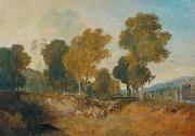 Joseph Mallord William Turner Trees beside the River, with Bridge in the Middle Distance oil